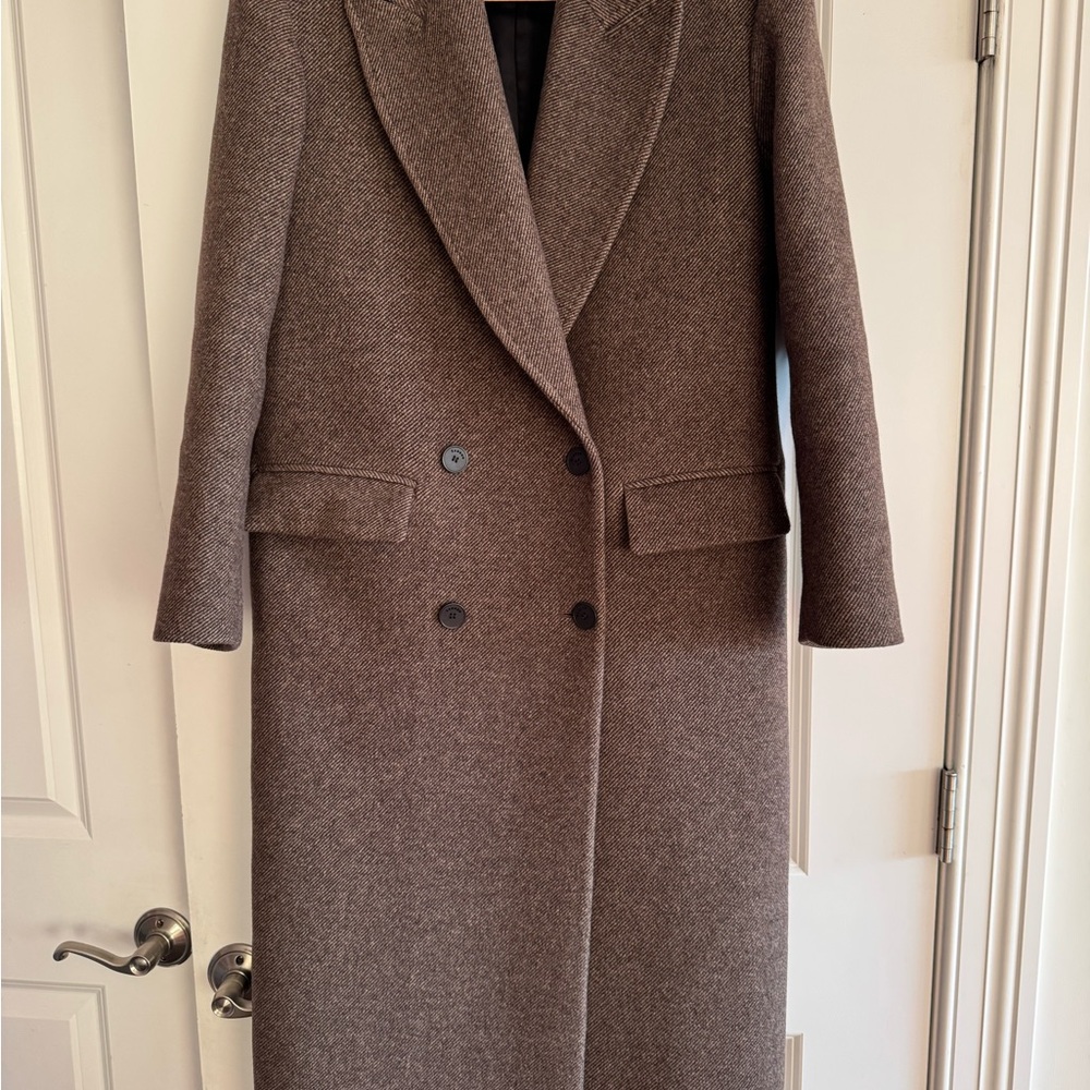 Sandro Classic Brown Double-Breasted Pea Coat